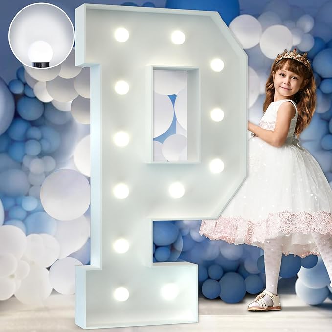 Marquee Letters 4 Feet Tall Large Light Up Letters Baby Shower Decorations Wedding Engagement White Party Decorations Prom Sign Big Cardboard Backdrop P