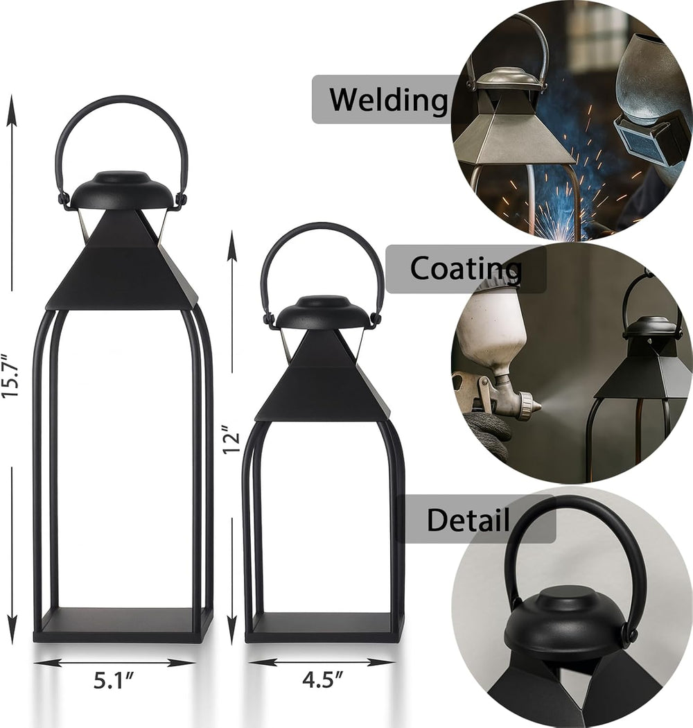Decorative Metal Lanterns Indoor Outdoor, Candle Holder for Porch, Patio, Fir...