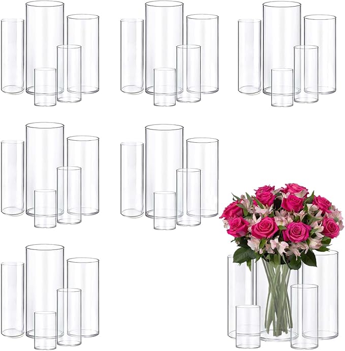 30pcs 11.8Inch Large Size Glass Vase Cylinder for Centerpieces Small Flower Glass Clear Home Decor Centerpiece Table Flower Vase Decorations for Wedding＆Holiday 6,7.9,10,10,11.8Inch Tall