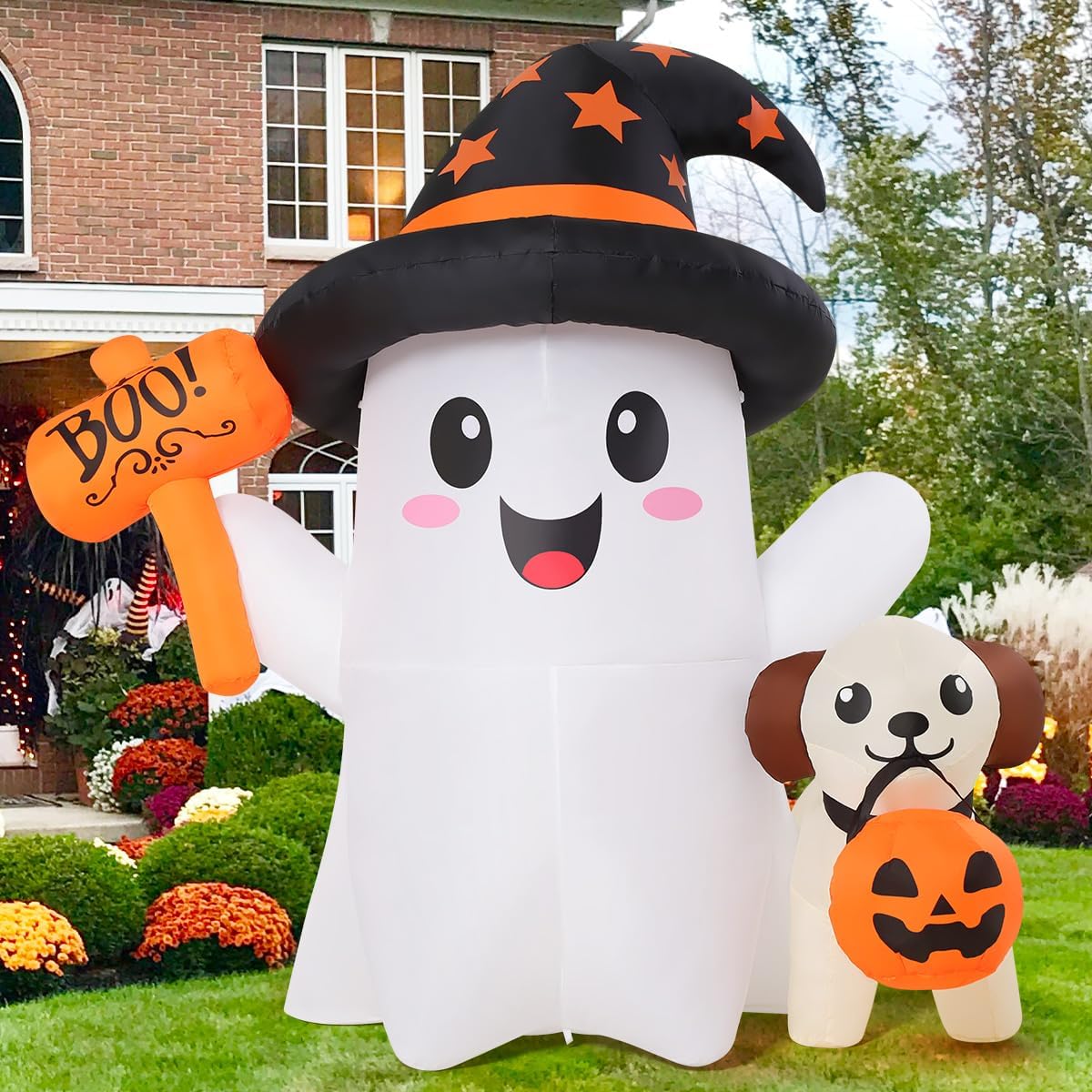 goosh 5 ft halloween inflatables ghost outdoor decorations, close-up detail