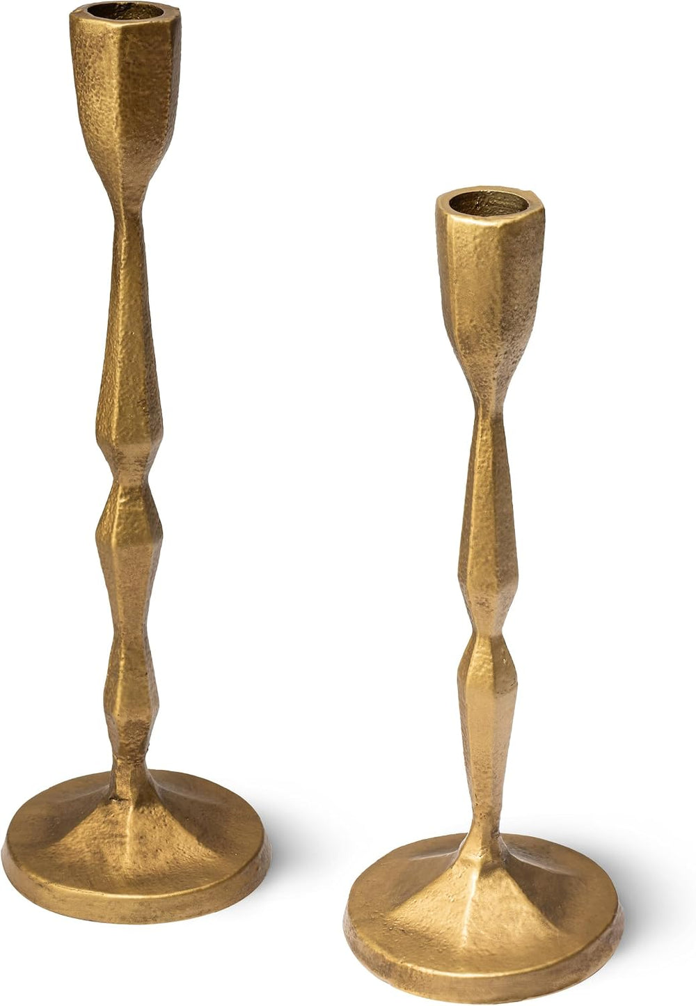 Antique Gold Candlestick Holders Set of 2, Cast Iron Taper Candle Holder