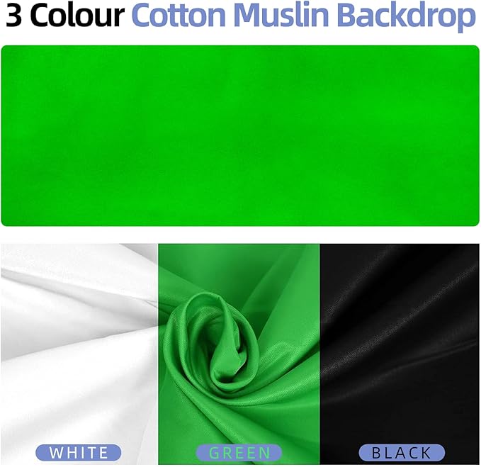 EMART Photo Video Studio Backdrop Stand Kit, 8.5x10ft Adjustable Photography Greenscreen Support System with 3 Polyester Backgrounds for Photoshoot (Black White Green) (3Pcs)