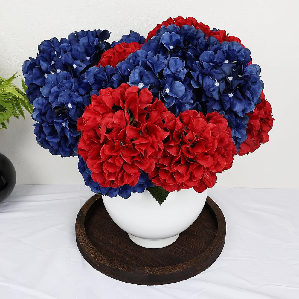 Christmas Red Faux Silk Hydrangea Flowers Bulk, 6 Bundles 54 Heads