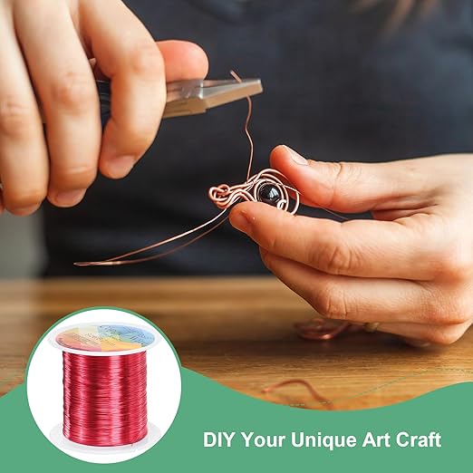 2-Rolls 0.2mm Jewelry Wire, 32 Gauge 328FT Craft Wire Copper Beading Wire for Jewelry Making/Planting/Weaving/DIY Crafting, Soft Metal Wires [100M, Red]