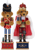 2 Pcs Wooden Christmas Decorations Nutcracker, 28CM/11 inch Traditional Nutcracker Figures,Festive Collectible Christmas Nutcracker Figures Party Tabletop Thanksgiving Decor (Bear Drummer & Bear King)