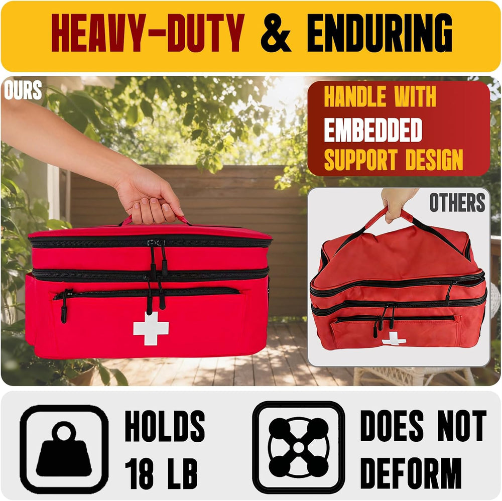First Aid Bag Empty 2-Layer Large 16" x 9½"x7 Red