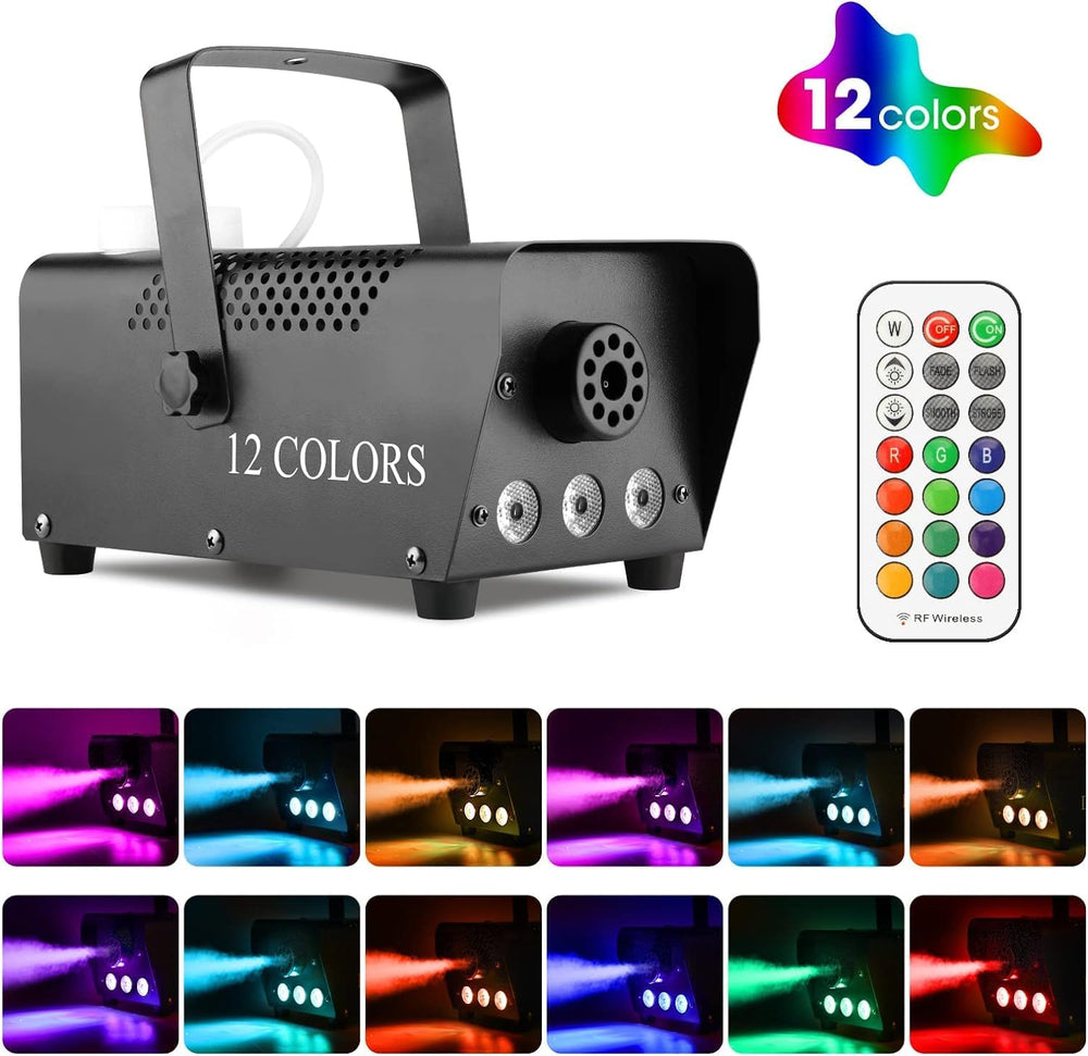 Fog Machine Smoke Machine with LED Lights and 12 Color Light Effects