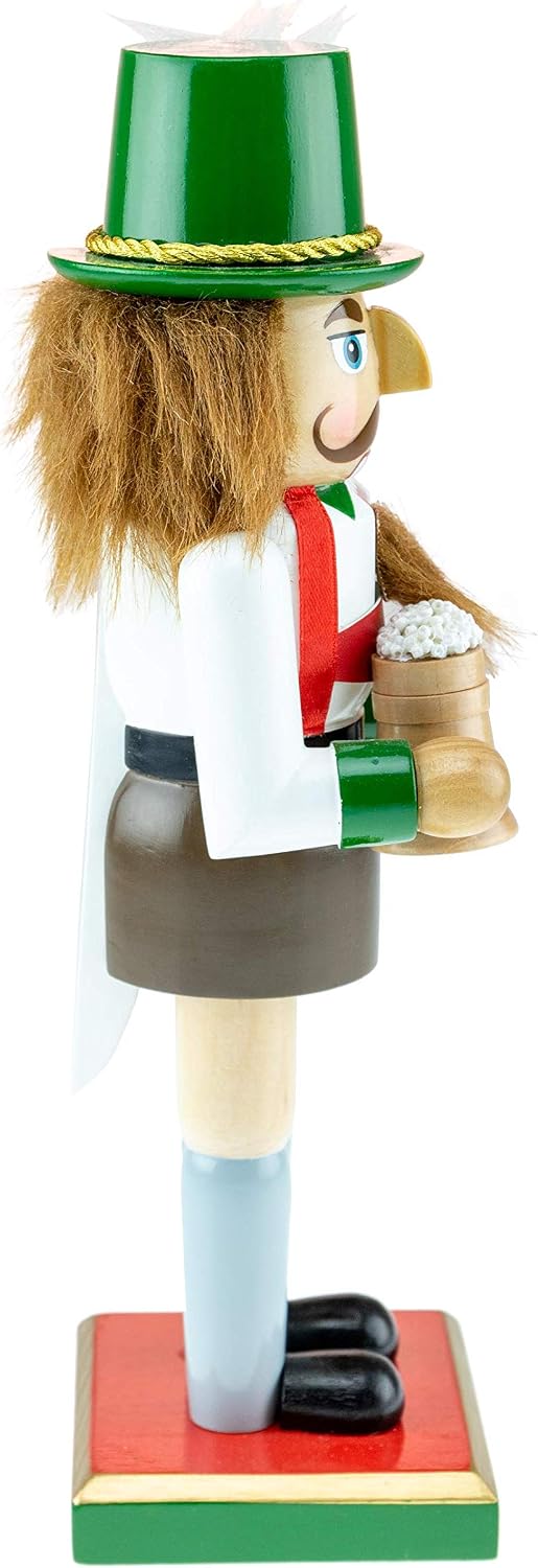 clever creations german 10 inch traditional wooden nutcracker shown in use