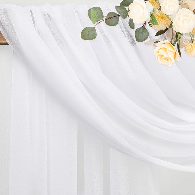 Wokceer Wedding Arch Draping Fabric 3 Panels 28.7" x 20FT White Drapes Sheer Fabric Backdrop Arch Draping Fabrics for Wedding Ceremony Birthday Party Bridal Shower Decoration