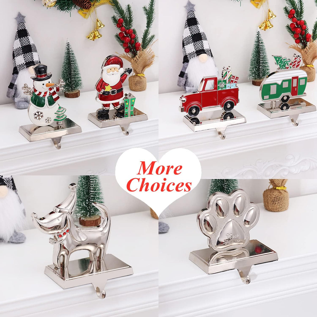2Set Dog Paw Print Stocking Holder Xmas Stocking Hanger for Mantel Weighted Dog Stocking Holders for Mantle for Fireplace Heavy Stocking Hooks for Mantle (Dog Paw,2)