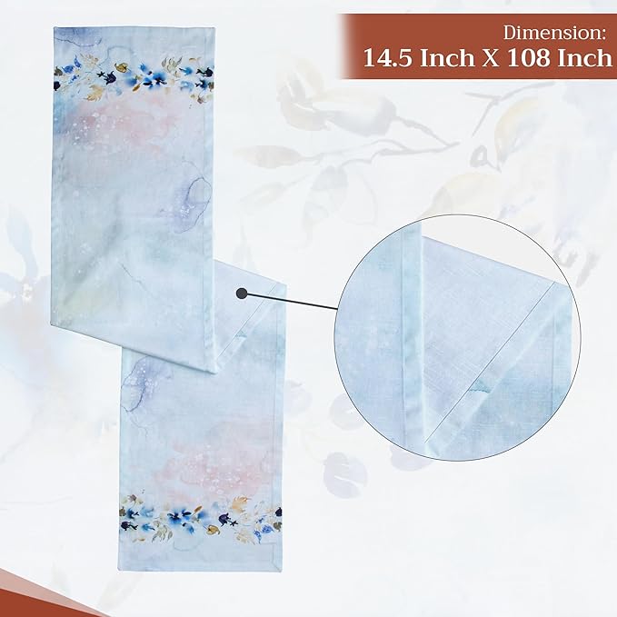 Maison d' Hermine Table Runner 100% Cotton Single Layer Table Runners 108 inches Long Decorative for Home Kitchen Dining Party Wedding Bridal Shower Spring Summer (Lazy Summer Days, 14.50" x 108")