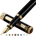 Scriveiner Luxury Fountain Pen - Stunning Luxury Pen, Real Gold Finish, Schmidt Gilded Nib (Medium), Converter, Best Pen Gift Set for Men & Women, Professional, Executive, Office, Nice Pens