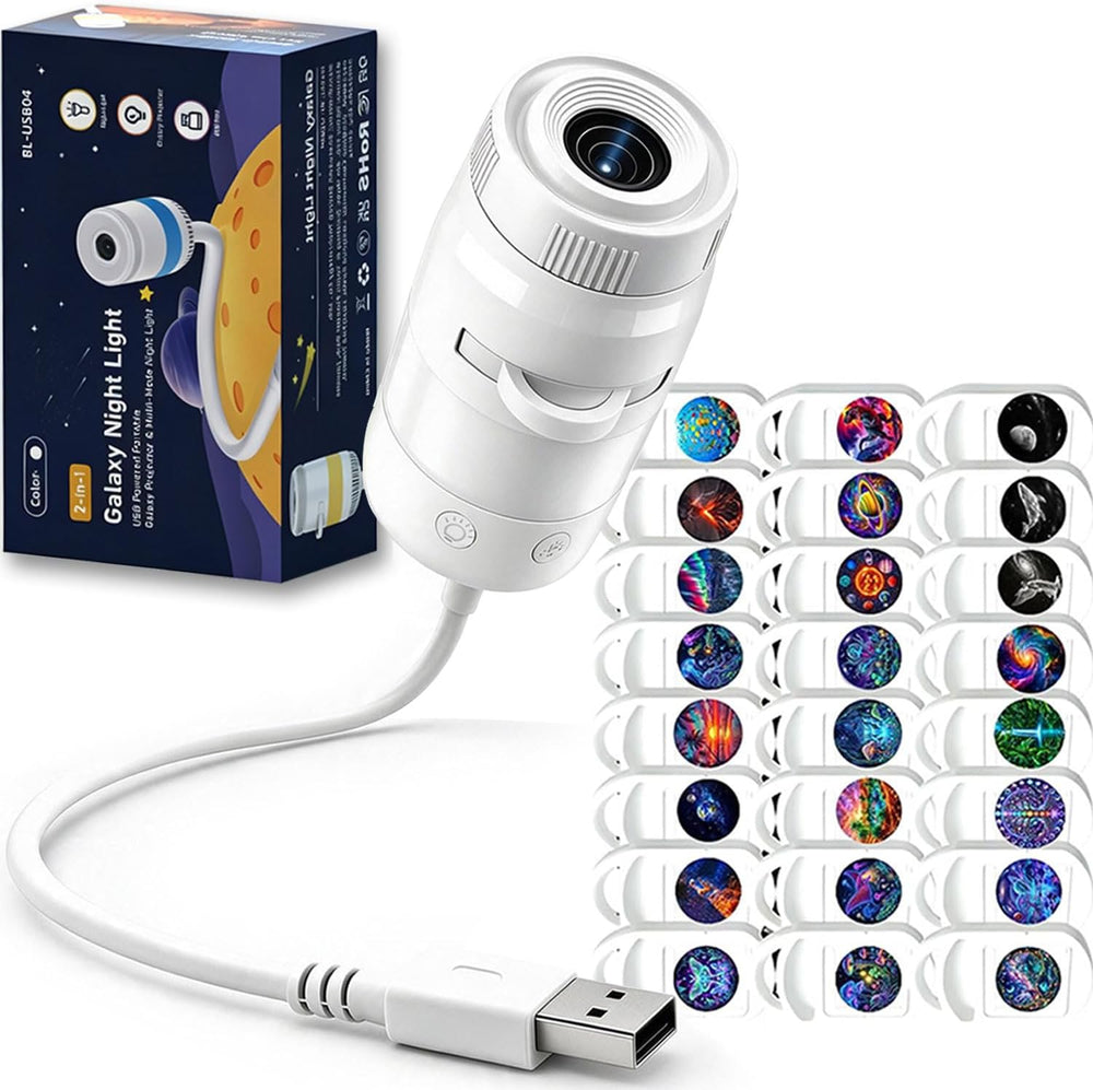 5D Holographic Night Light Projector, USB Plug and Play HD Star Projector