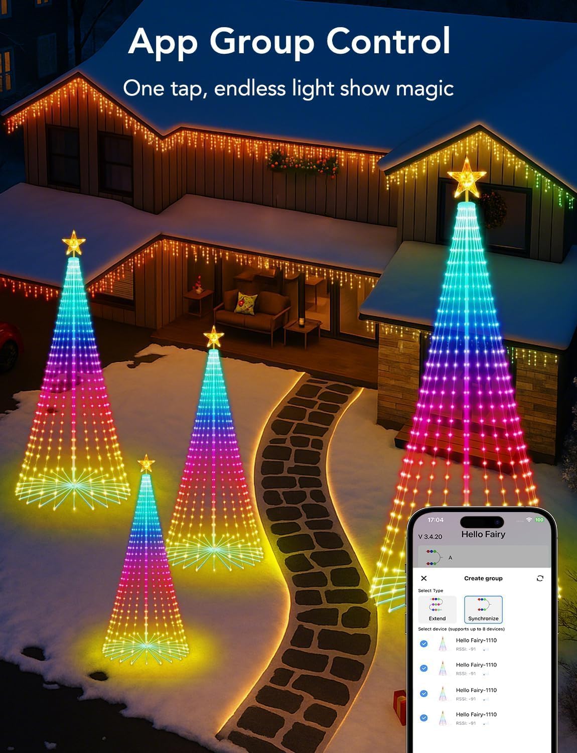 popotan halloween outdoor christmas tree, 7ft 295 led, side view