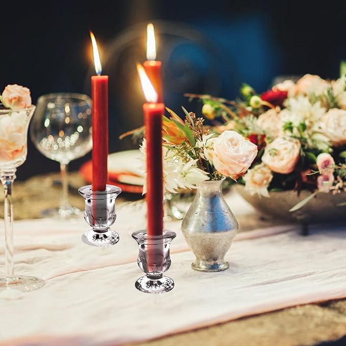 36 Pcs Candlestick Holders 2 Style Taper Candle Holders Bulk Small Glass Candle Holder for Wedding Table Centerpiece Home Party Decor