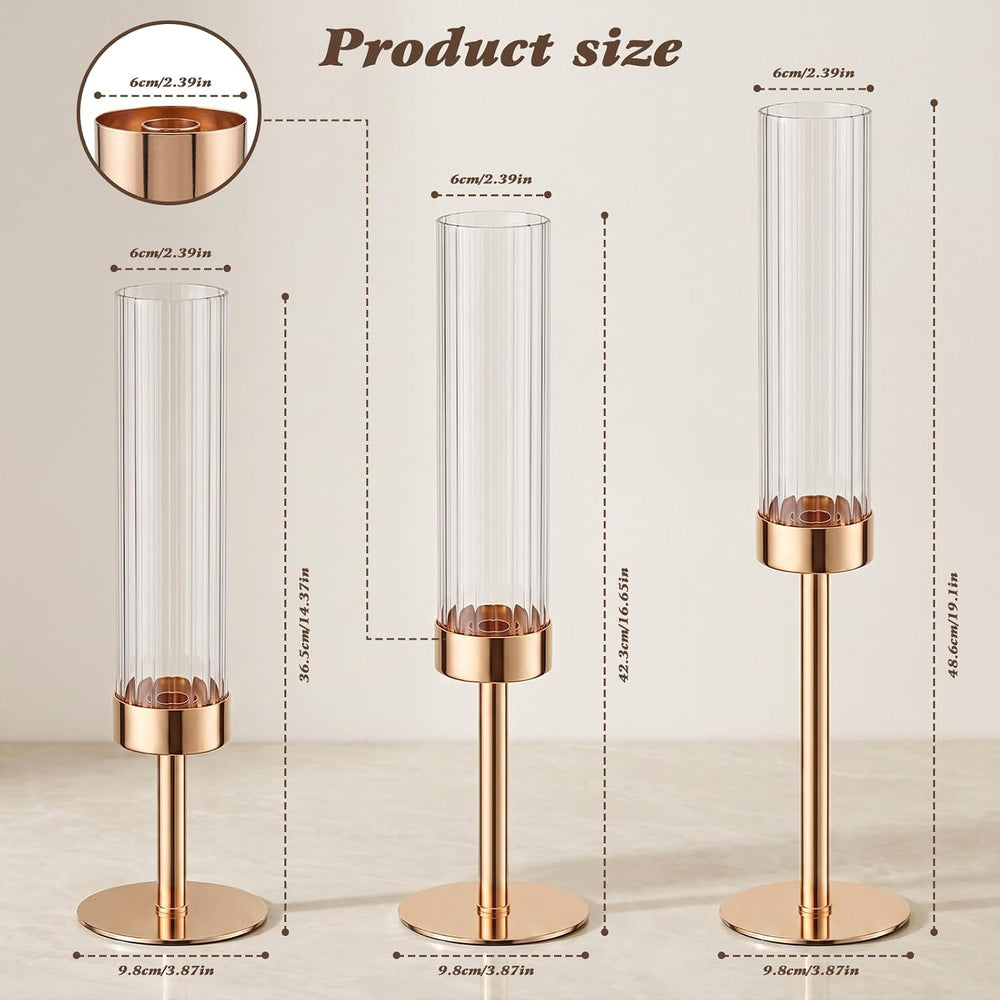 Gold Candle Holders Set of 6 for Taper Candle Holders