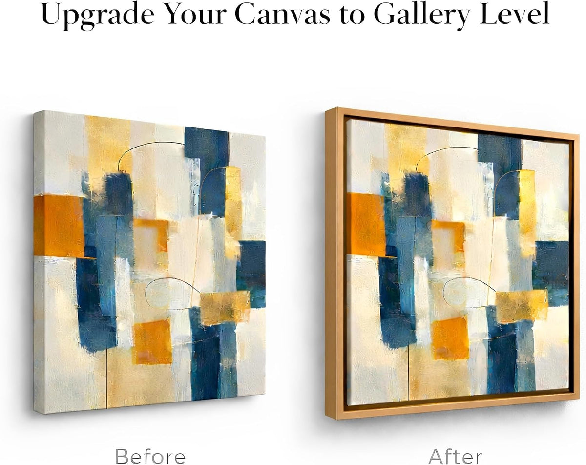 24x30 light brown canvas floater frame for stretched, close-up detail