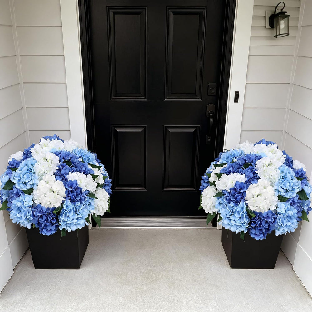 Set of 2 Faux Hydrangea Flowers Outdoor - Mixed Blue