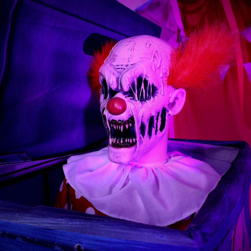 Haunted Hill Farm 6-Ft. I Scream Cart Clown Animatronic Scary Decoration