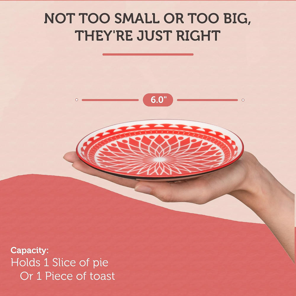 Dessert Plates, 6 Inch, Dishwasher & Microwave Safe, Set of 6