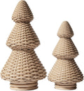 DN DECONATION Brown Christmas Tree Figurines, Natural Rattan Style Decor