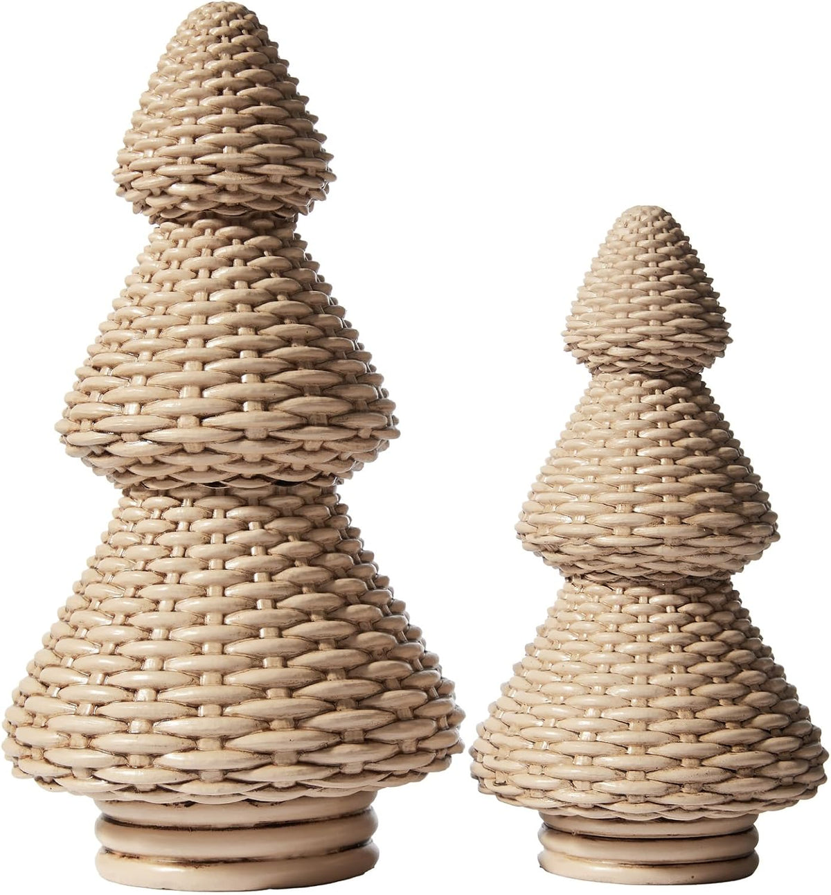 DN DECONATION Brown Christmas Tree Figurines, Natural Rattan Style Decor