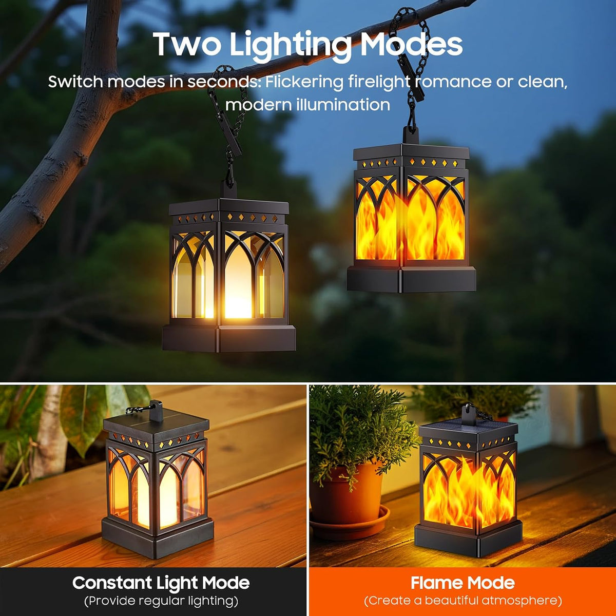 kooper 6 pack solar lanterns outdoor waterproof, upgraded shown in use