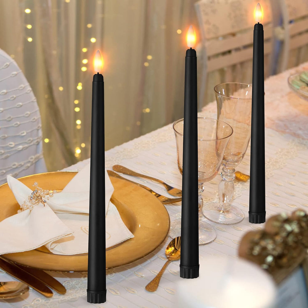 Macarrie 24 Packs Flameless Taper Candles Battery LED 11",Black