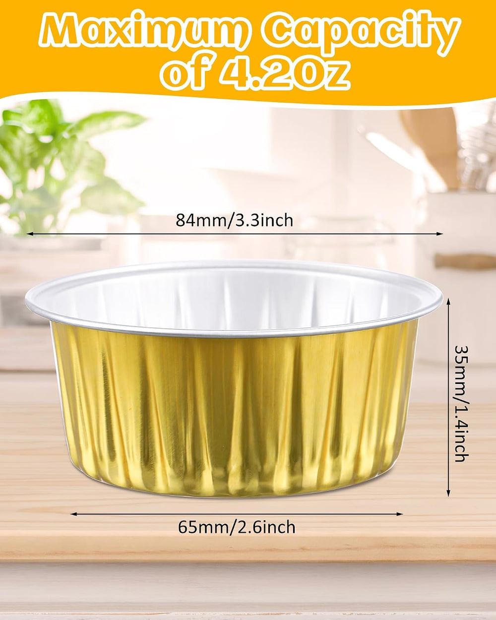 Patelai 300 Pcs Aluminum Foil Cups 4.2 oz Mini Creme Brulee Ramekins, Round