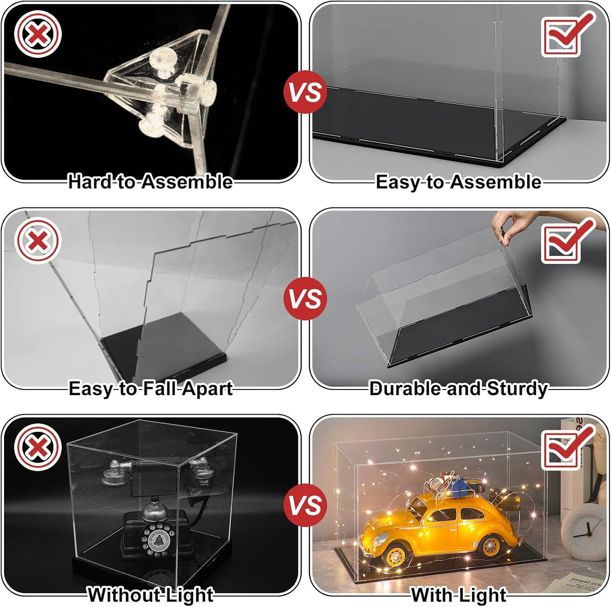 LANSCOERY Acrylic Display Case for Vehicle Models, 9.8x5.9x7.9 in