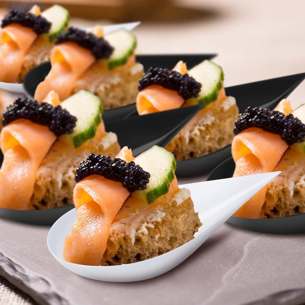 Tessco for you 800 Pcs 4" Mini Appetizer Plates, White, Black
