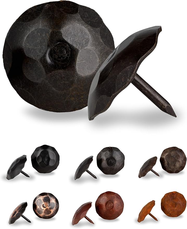 50 Pack 1.25" Round Head Iron Clavos Decorative Nails – Sealed Unfinished – Handmade Rustic Round Fasteners for Farmhouse Shutters, Faux Wood, Barn Doors, Shutters, Gates – Ornamental Wood Accent