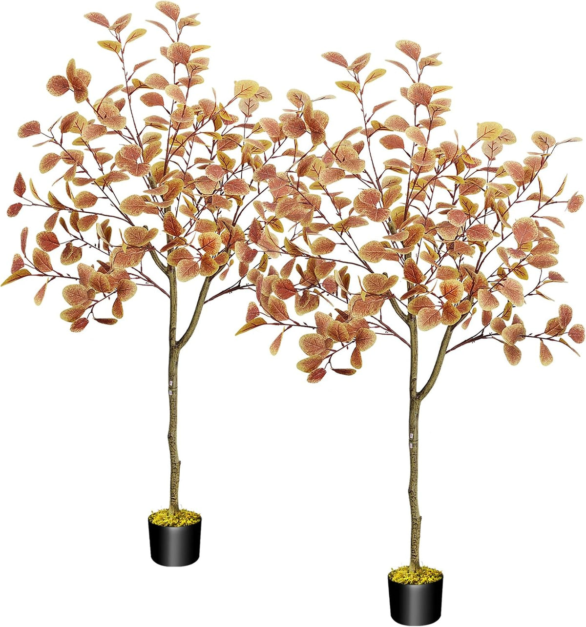 5FT Fall Trees 2pcs Autumn Eucalyptus Artificial Tree for Fall Porch Decor