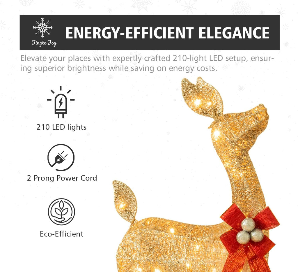 jingle joy 3-piece large lighted christmas deer family on a desk or shelf