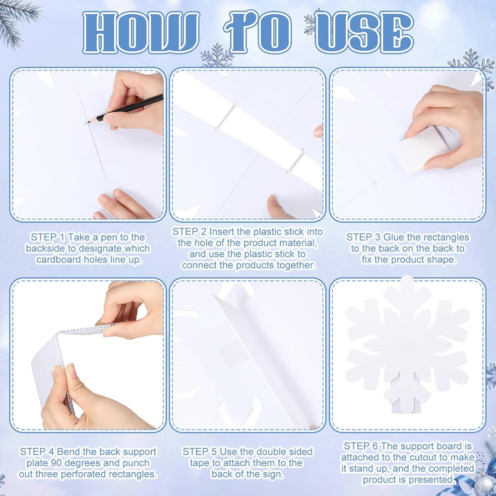 4 Pcs Christmas Snowflake Party Decor Winter Standing Cutout