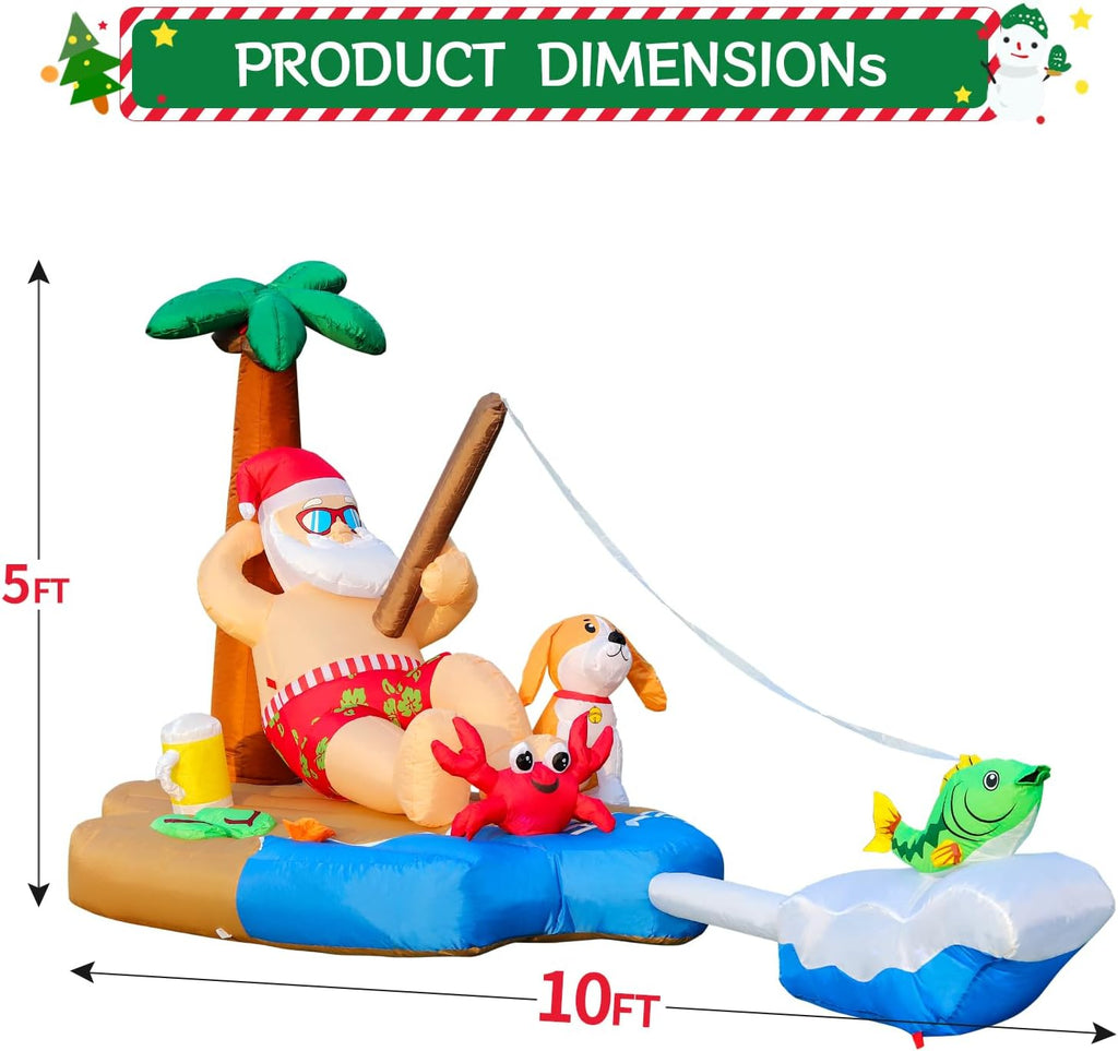 domkom 10ft christmas inflatable blow up decorations, santa showing dimensions