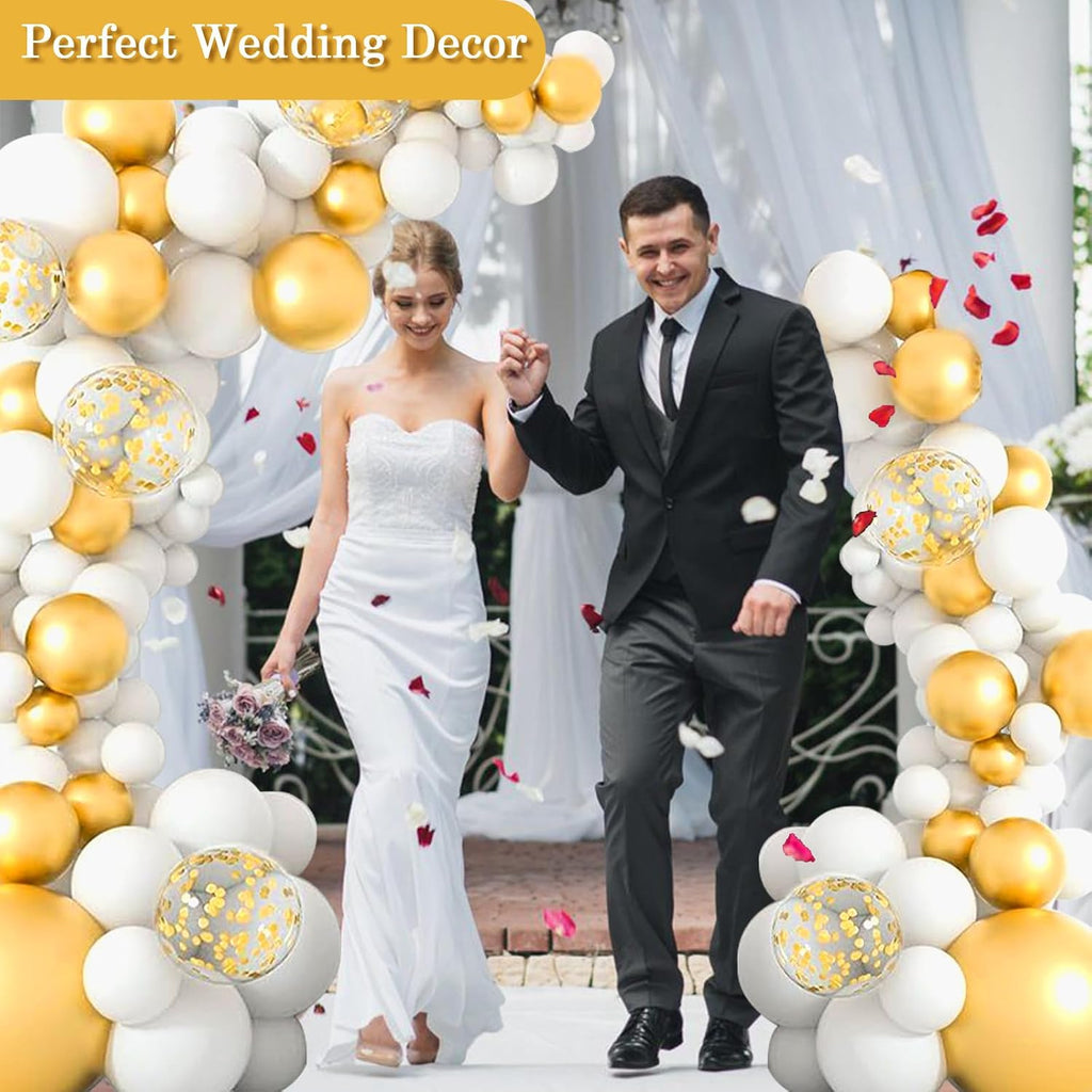 8.2FT & 6FT Balloon Arch Kit, Half Arch Balloon Stands for Floor, Gold
