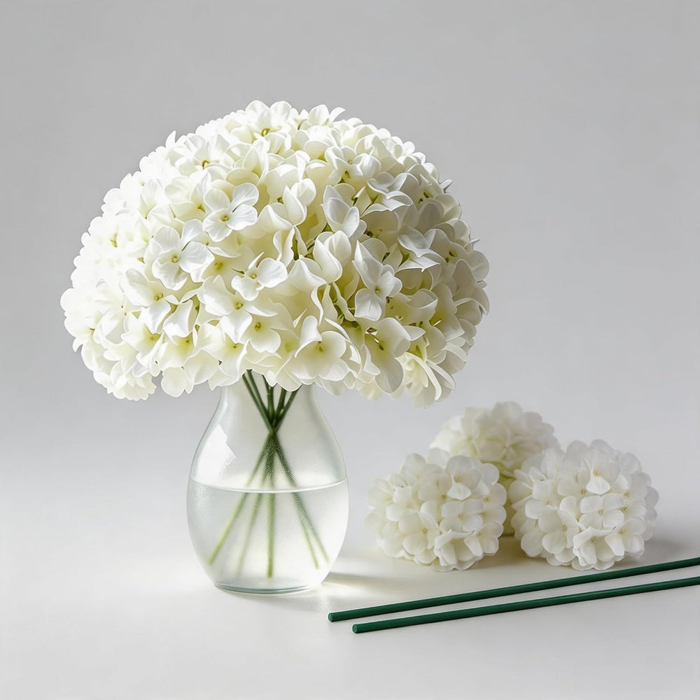 100pcs Hydrangea Artificial Flowers Bulk Heads with Stems Fade-Resistant Reus...