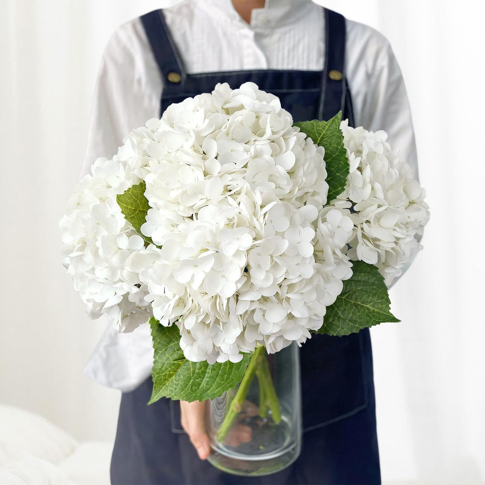 White Flowers Hydrangea Artificial Flowers, 4Pcs Outdoor Large 21" Royal...