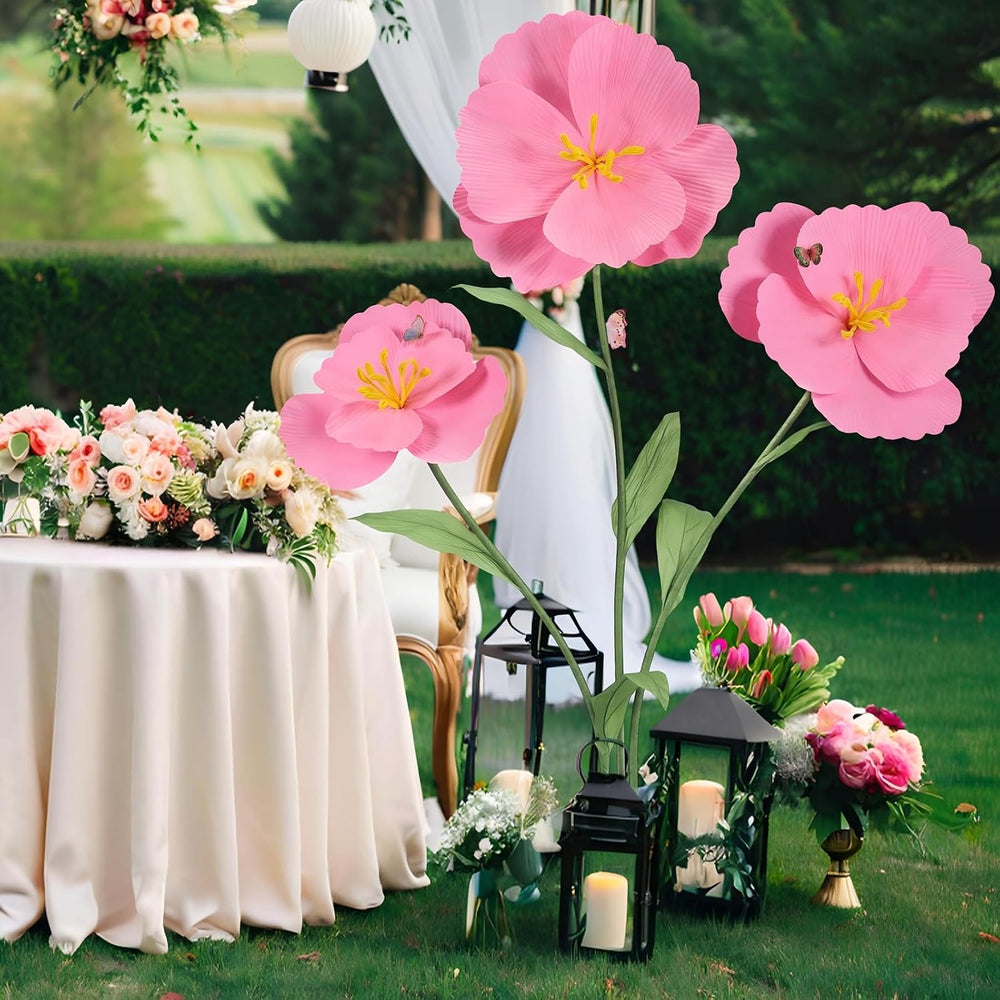 3Pcs Giant Flowers for Decoration Large Standing Flower with Stem and Stand