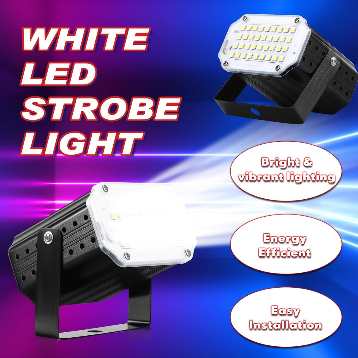 VIHOSE 6 Pack White LED Halloween Strobe Light Mini Strobe Lamp Sound Activated and Flash Speed Control Party Light 36 LED DJ Disco Light for Party Stage Club KTV Karaoke Bar Halloween Decoration