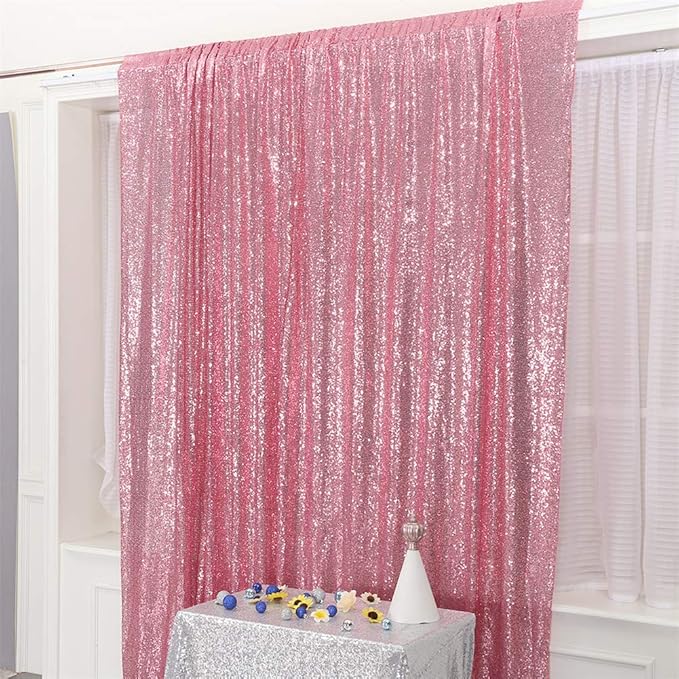 Eternal Beauty Fuchsia Pink Sequin Backdrop, 10x10 Ft Glitter Background Curtains for Shimmer Photography Party Wedding Birthday Back Drop Decor