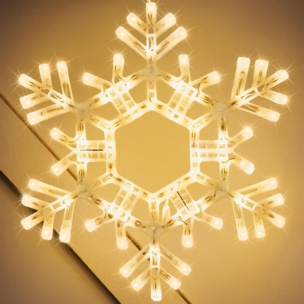 Kringle Traditions 20" Warm White LED Snowflake – Folding Lighted Snowflake Decoration for Outdoor Christmas Displays, Large Holiday Yard Decor, Steady Lights