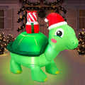 Shappy 4.9 ft Huge Christmas Inflatable Decoration Turtle with Santa Hat