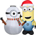 Gemmy 5 Ft Minions Kevin Building Snowman Christmas Inflatable, Lighted Airblown Indoor/Outdoor Yard Decoration