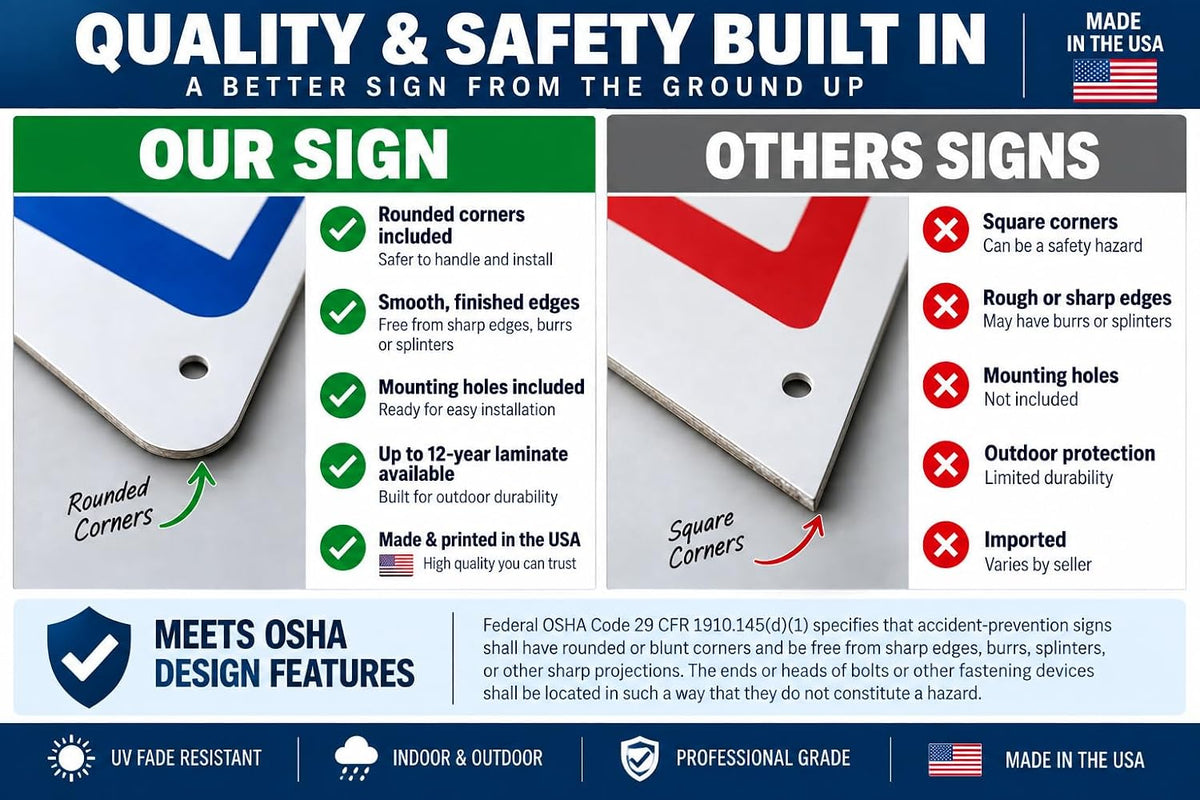 custom signs outdoor metal for home office business, side view