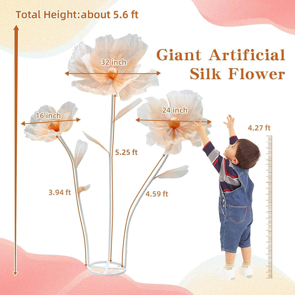 Giant Flowers for Decoration, 5.6 Ft Tall Artificial Silk Flower