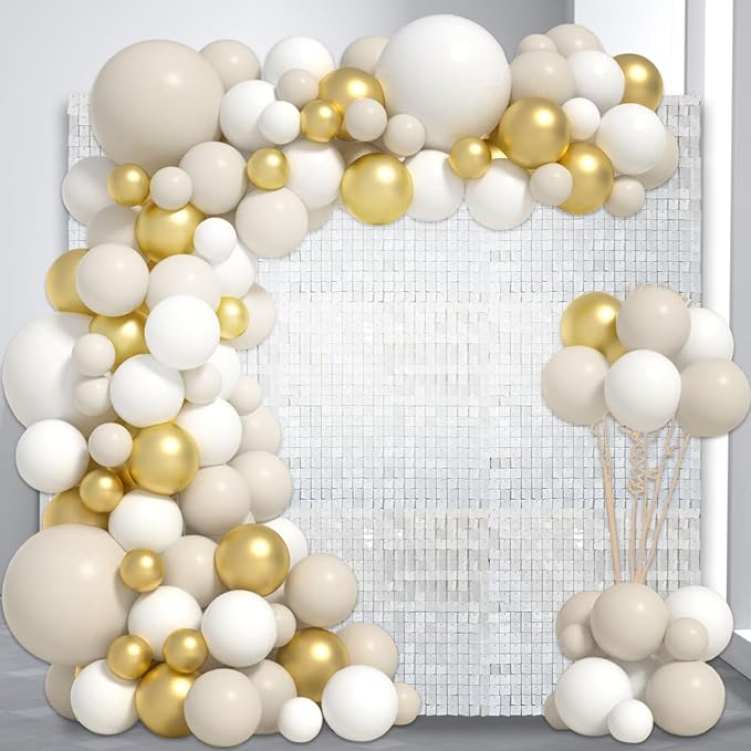 12PCS White Shimmer Wall Backdrop, Square Sequin Photo Backdrops Panel, Glitter Wall Background for Birthdays, Weddings, Graduation, Engagements, Disco Bachelorette Party Decoration (3FTx4FT)