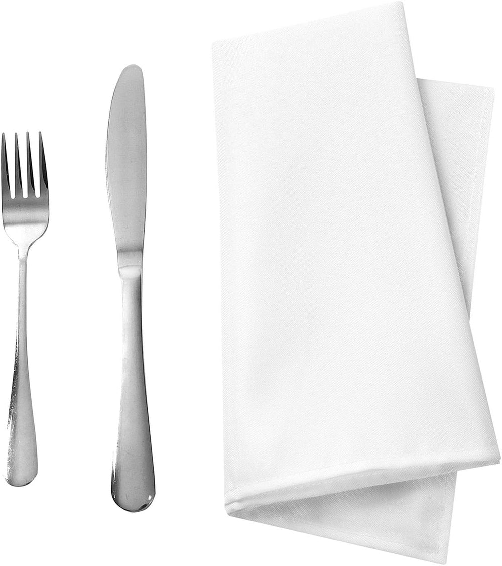 50pcs Polyester Cloth Napkins - 17 x 17 inch White Dinner Washable Napkins wi...