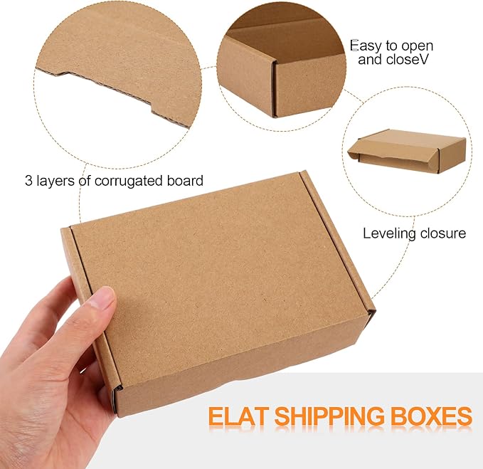 Qilery 100 Pcs Shipping Boxes Cardboard Gift Corrugated Cardboard Brown Boxes Mailer Packaging for Mailing Small Business Present (5.91 x 3.94 x 1.57 Inches)